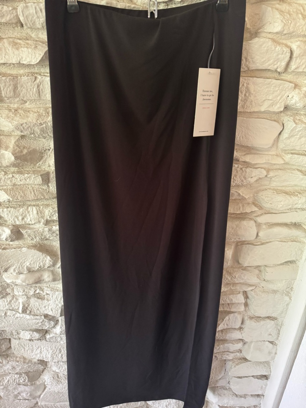 Double Zero Black Maxi Skirt - Sleek Straight Silhouette